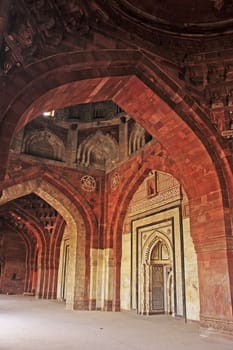 Interior of Qila-i-kuna Mosque, Purana Qila, New Delhi, India