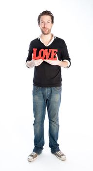 Romantic people in love shot in studio isolated on a white background