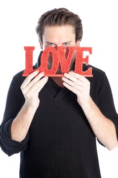 Romantic people in love shot in studio isolated on a white background