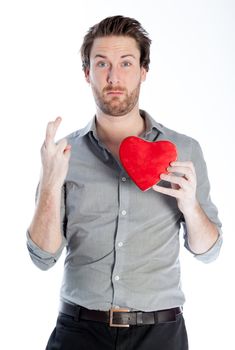 Romantic people in love shot in studio isolated on a white background