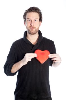 Romantic people in love shot in studio isolated on a white background