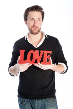 Romantic people in love shot in studio isolated on a white background