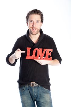 Romantic people in love shot in studio isolated on a white background