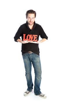 Romantic people in love shot in studio isolated on a white background