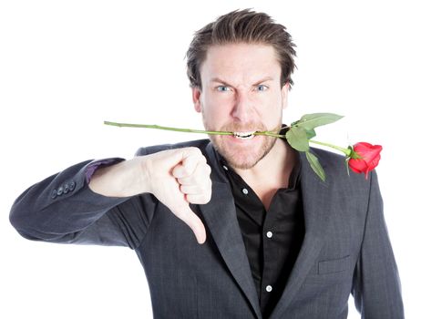 Attractive 30 years old caucasion man shot in studio isolated on a white background