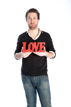 Romantic people in love shot in studio isolated on a white background