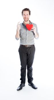 Romantic people in love shot in studio isolated on a white background