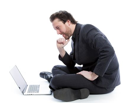 Attractive 30 years old caucasion man shot in studio isolated on a white background