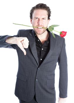 Attractive 30 years old caucasion man shot in studio isolated on a white background