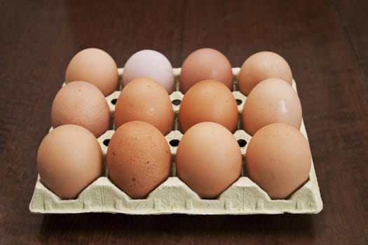 Dozen fresh brown hen eggs 
