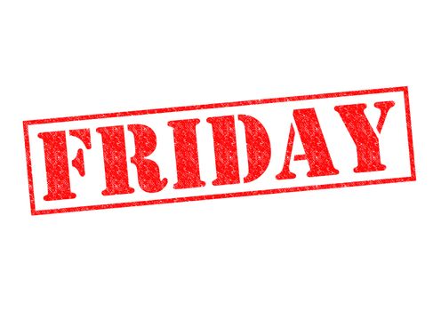 FRIDAY Rubber Stamp over a white background.