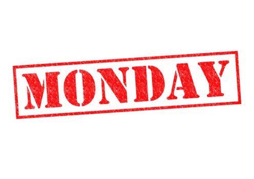MONDAY Rubber Stamp over a white background.
