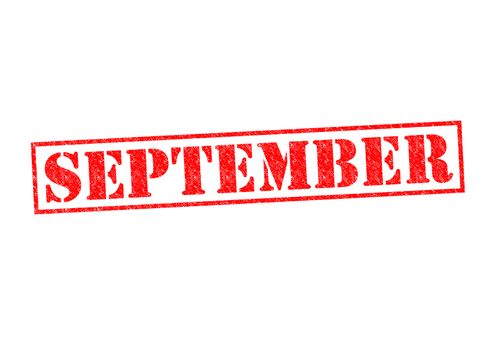 SEPTEMBER Rubber Stamp over a white background.