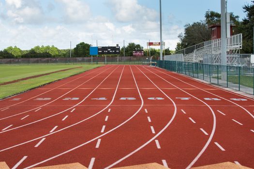 This image shows the nine lanes and the start at the local running track.