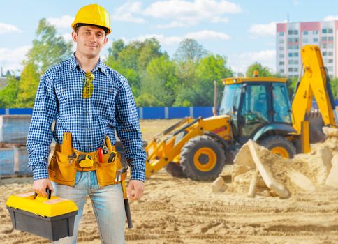 builder on construction site