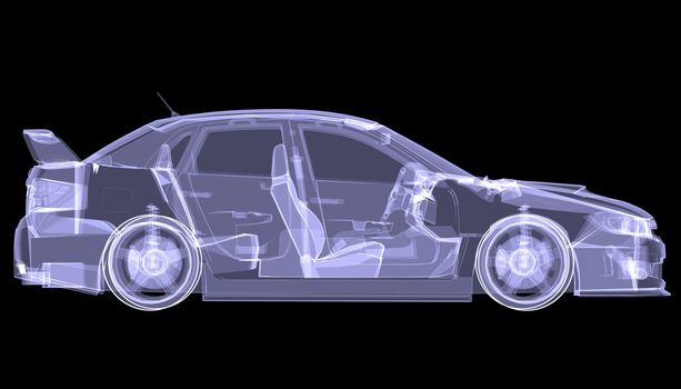 X-ray concept car. Isolated render on a black background