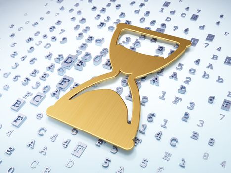 Time concept: Golden Hourglass on digital background, 3d render