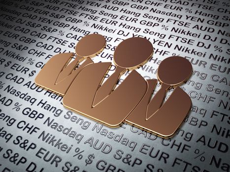Business concept: Golden Business People on Money background, 3d render