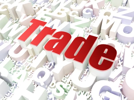 Business concept: Trade on alphabet  background, 3d render