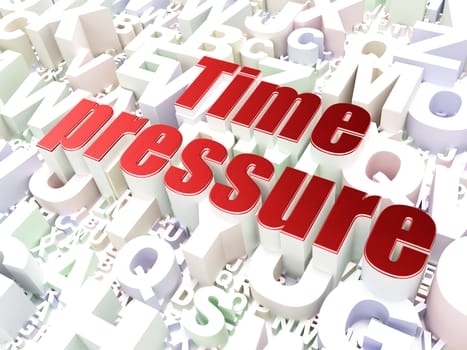 Timeline concept: Time Pressure on alphabet  background, 3d render