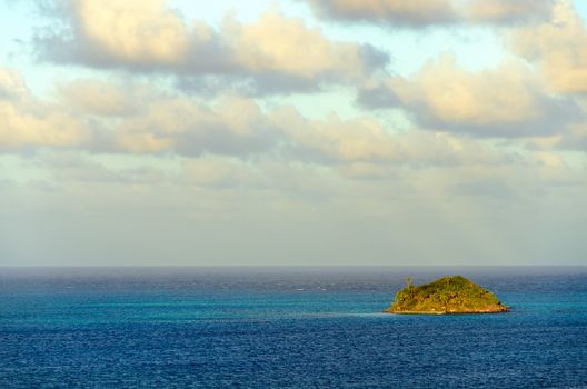View of Crab Caye, a small island in the Caribbean Sea