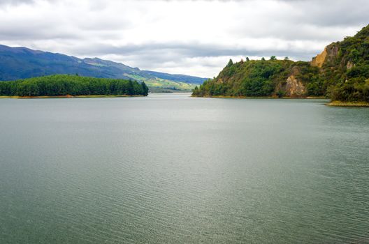 Lake in a beautiful natural setting in Neusa, Colombia