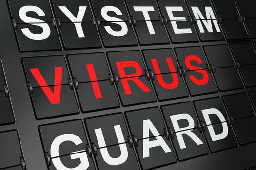 Privacy concept: Virus on airport board background, 3d render