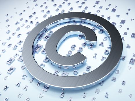 Law concept: Silver Copyright on digital background, 3d render