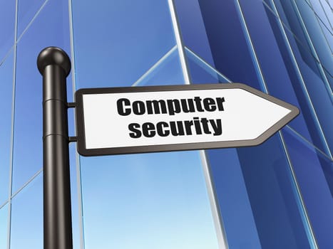 Protection concept: Computer Security on Building background, 3d render