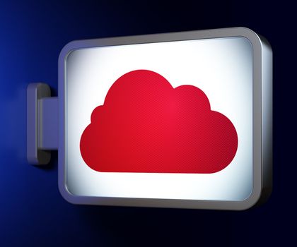 Cloud technology concept: Cloud on advertising billboard background, 3d render