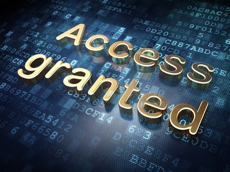 Security concept: Golden Access Granted on digital background, 3d render