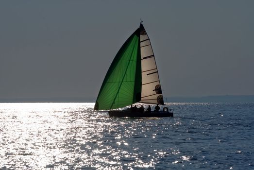 The yacht takes part in competitions in sailing in the sea