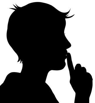 Illustration of a person with their finger to their mouth