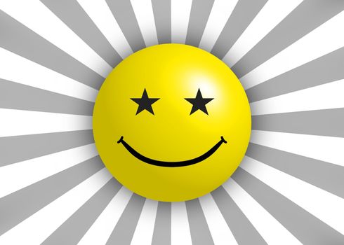 Illustration of a smiley face with star eyes