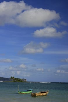 Old boats at Las Galeras beach, Samana peninsula, Dominican Republic