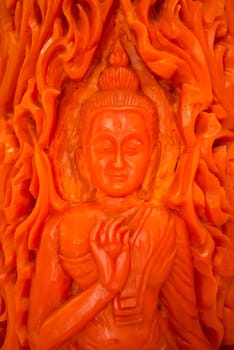 Buddha carved candles. In Ubon Ratchathani Province of Thailand.