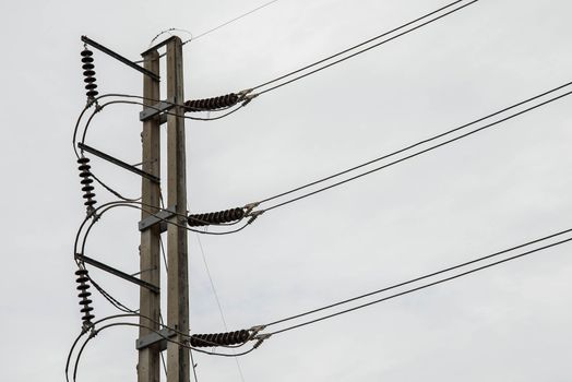 Electricity post rim the road in Thailand