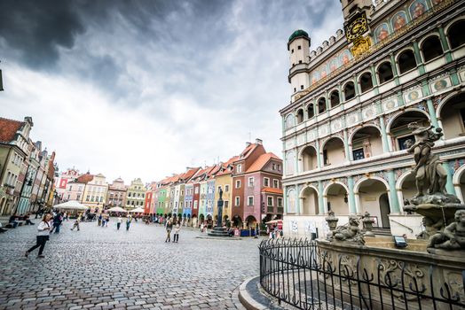 POZNAN, POLAND - AUGUST 21: The central square on August 21, 2013 in Poznan, Poland. Currently, Old Market is the center of tourism Poznan and the most beautiful part of the city.