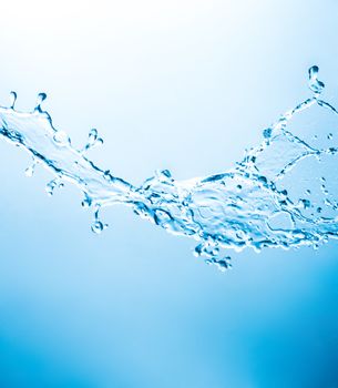 splashes of water on a blue background