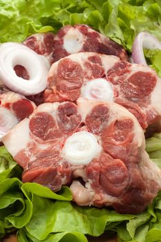 a fresh raw cut of oxtail of cow