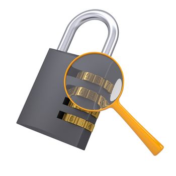 Analysis of security lock code. Isolated render on a white background