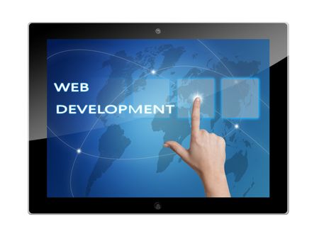 Tablet PC with Web Development concept Illustration 