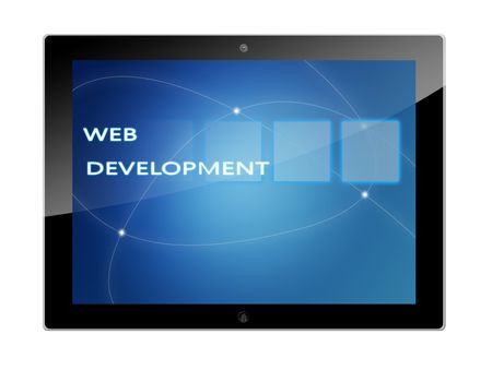 Tablet PC with Web Development concept Illustration 