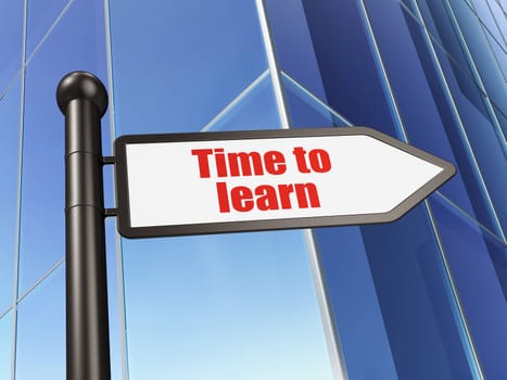 Time concept: Time to Learn on Building background, 3d render