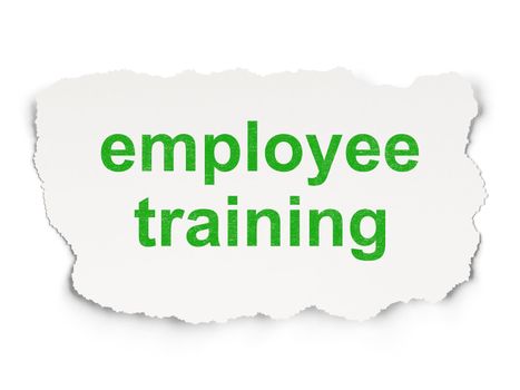 Education concept: torn paper with words Employee Training on Paper background, 3d render