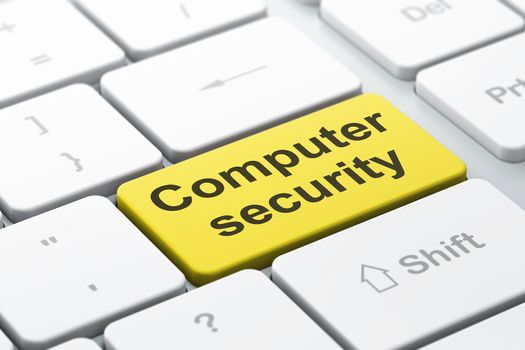 Protection concept: computer keyboard with word Computer Security, selected focus on enter button background, 3d render