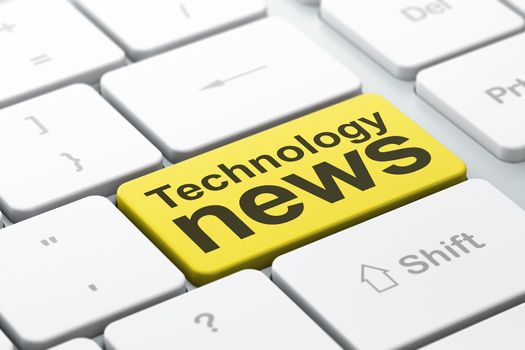 News concept: computer keyboard with word Technology News, selected focus on enter button background, 3d render