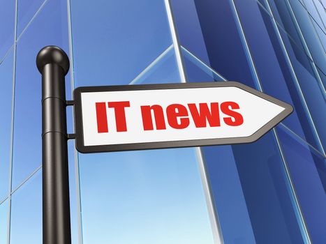 News concept: IT News on Building background, 3d render