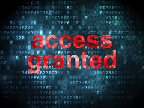 Security concept: pixelated words Access Granted on digital background, 3d render