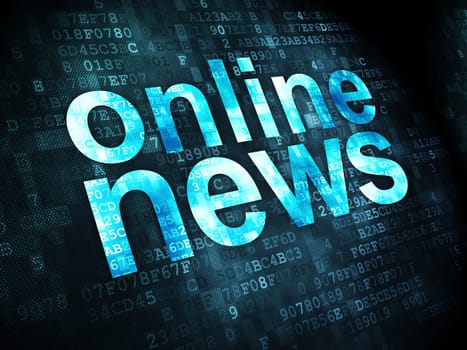 News concept: pixelated words Online News on digital background, 3d render